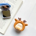 Klappbare Schwein Handyhalterung mit Spiegel in blauem und orangefarbenem Silikon-Design - Brauner Elch Schwein