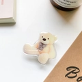Supporto per cellulare a orsetto con fiocco a scacchi, presa in acrilico per smartphone - Supporto Trasparente - Orso con Fiocco Nero