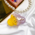 Cloud shape phone grip with gold foil in yellow and purple gradient resin finish - Gold Foil Cloud-Stitched-Purple Yellow