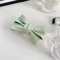 Support téléphone en cuir vert menthe avec design nœud minimaliste et texturé - Vert