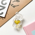Transparent acrylic bear phone grip with yellow heart detail and pop-up stand - Clear Bear - Yellow Heart