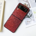Detail of red glitter rhinestone foldable case for Samsung Z Flip 3 with black edges - Samsung ZFlip3 / Small Checkered Red