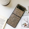 Detail of luxury gold sequin phone case for Samsung Z Flip with precise cutouts and grip - Samsung ZFlip3 / Small Checkered Gold