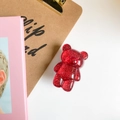 Supporto per telefono a orsetto rosso glitterato con design a cartone animato e paillettes - Rosso