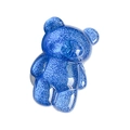 Collapsible blue glitter bear phone grip holder with shiny resin decorative finish - Blue