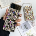 Luxury colorful rhinestone phone case for Samsung Z Flip with vibrant crystal diamonds - Metallic Black / Samsung ZFlip3