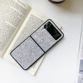 Sparkling silver checkerboard glitter case for Samsung Z Flip 3 with full edge protection - Samsung ZFlip3 / Small Checkered White
