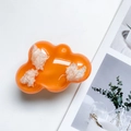 Support de téléphone orange en forme de nuage avec accents décoratifs en peluche - Orange