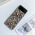 Luxurious Samsung Galaxy Z Flip case with colorful crystals and sparkling rhinestones - Metallic Gold / Samsung ZFlip3