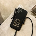 Black matte iPhone case with bear card holder and adjustable crossbody strap - iPhone 7/8/SE 2020 / Black (Twist Ring Bear Card Bag)