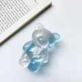 Blue gradient cloud bear phone grip stand with translucent resin finish on white surface - White Blue Gradient Bear