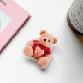 Cute teddy bear phone grip in red sweater made of transparent acrylic 3D design - Red Sweater Bear