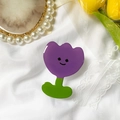 Supporto per telefono a tulipano viola con motivo smiley e base estensibile - Stile Sorriso / Tulipano Viola
