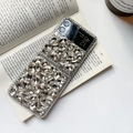 Detail of luxury rhinestone phone case for Samsung Galaxy Z Flip with sparkling gems - Samsung ZFlip3 / Full Rhinestone White