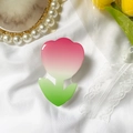 Supporto per telefono a tulipano rosa e crema in resina lucida con base estensibile - Stile Sfumato / Tulipano Rosa