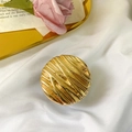 Collapsible gold phone grip with circular water ripple texture and metallic finish - Striped Round (600706) / Gold
