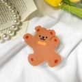 Support de téléphone rétractable ours brun mignon en acrylique sur fond de soie - Ours avec nœud