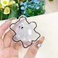 Support de téléphone ours transparent en acrylique avec contour noir et visage mignon - Noir