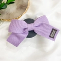 Soporte para móvil con lazo de pana violeta y etiqueta de hecho a mano en seda - Soporte con Lazo - Pequeña Etiqueta Negra - Púrpura / Morado