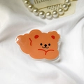 Support de téléphone rétractable en acrylique avec ours orange sur tissu blanc - Ours Allongé