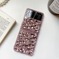 Samsung Z Flip hoesje met roze strassteentjes en luxe waterdruppel kristal ontwerp - Volledige Strass Roze / Samsung ZFold3