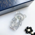 Supporto per telefono a forma di orso con glitter e nuvole in resina trasparente - Orso Nuvola Colorato
