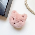 Support de téléphone en peluche chat rose sur fond blanc avec boîte cadeau élégante - Renard Rose