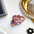 Cloud-shaped phone grip with colorful sequins and white fibers inside transparent resin - Cloud Style - Multi-color
