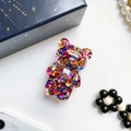 Glitter bear phone grip with colorful sequins and transparent expandable design - Bear Style - Multi-color