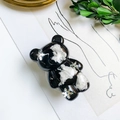 Funkelnde schwarze Bär Handyhalterung mit silbernen Schneeflocken und Glitzer-Finish - Schwarzer Bär Schneeflocke Wolke Stil
