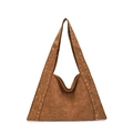 Braune Wildleder-Schultertasche mit goldenen Metallösen und modischer Dreiecksform - Große Kapazität / Braun