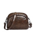 Retro bruine kunstlederen crossbodytas met meerlaagse ritsen en kangoeroe-logo - Bruin