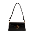 Sac sous le bras plissé noir brillant avec boucle dorée et bandoulière réglable - Noir