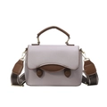 Borsa a tracolla da donna chic in ecopelle patchwork lavanda e marrone - Grigio chiaro