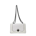 Bolso cuadrado blanco con estampado de serpiente, cadena negra y hebilla de rombo - Blanco