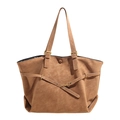 Grande borsa tote marrone in ecopelle con cinturini incrociati e dettagli metallici oro - Marrone
