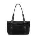 Grand sac à bandoulière noir minimaliste avec boucles réglables en métal argenté - Noir