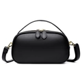 Minimalist black top-grain leather phone bag with gold hardware and top handle - Black
