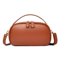 Brown lychee leather crossbody bag for women with top handle and gold hardware - Yellow