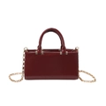 Borsa tote minimalista in pelle verniciata bordeaux con catena d'oro e manici - Borgogna