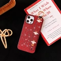 Custodia iPhone rossa con strass, ciondoli api di perle e supporto ad anello - Rosso / iPhone 6/6S