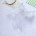 Supporto per telefono con fiocco laser in organza bianca e lunghi nastri fluidi - Fiocco Laser / Bianco Iridescente