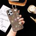 Custodia di lusso per iPhone con api di perle e supporto ad anello dorato - Oro / iPhone 6/6S