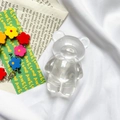 Transparent resin bear phone grip with colorful flower metal chain on green card - Transparent Bear Style (With Color Flower Chain)
