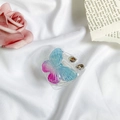 Supporto per telefono a cuore trasparente con farfalla blu-viola e strass lucidi - Supporto a Goccia Glitterato-Cuore Farfalla-Blu / Blu