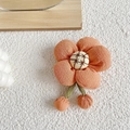 Handmade orange fabric flower accessory with green stems for phone or clothing decor - Flip Mirror-Orange Sunflower
