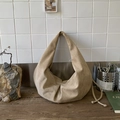 Borsa hobo minimalista color kaki in pelle scamosciata con grande capacità - Cachi