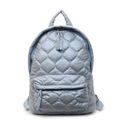 Quilted down-filled nylon backpack in light blue with diamond stitching and front zip pocket - Blue