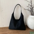 Borsa tote nera minimalista in pelle scamosciata stile Hobo per pendolarismo elegante - Nero