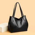 Borsa tote nera in pelle martellata con eleganti dettagli metallici a forma di M - Nero / Taglia unica